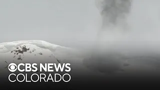 Helicopter drops "turkey bombs" for avalanche mitigation on Independence Pass in Colorado
