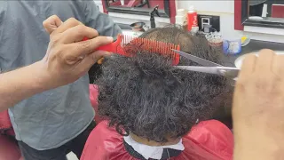 ASMR Barber/ Damage long Curly Hair Transformation#alrayaanhairstudio