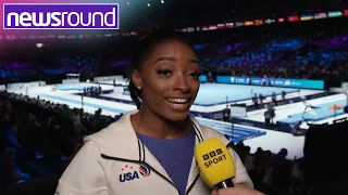 Gymnast Simone Biles at the Artistic Gymnastics World Championships | Newsround