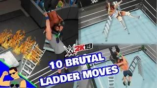 10 BRUTAL LADDER MOVES IN WWE 2K19