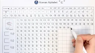Korean Alphabet 'ㄷ‘ [consonants Vowels pronounciation] 한글 자음 모음 쓰기