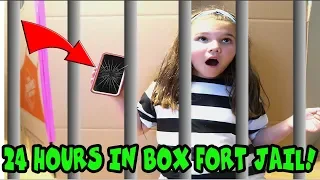 24 Hours In Box Fort Jail! I Broke My Mom's iphone X