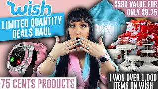 WISH LIMITED QUANTITY DEAL HAUL || The key 🔑 to winning 75 cents products || Scored a smartwatch