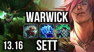 WARWICK vs SETT (TOP) | 4.1M mastery, 1800+ games, 7/3/9 | KR Diamond | 13.16