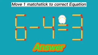 Fix in only 1 move 6-4=3 | Matchstick Puzzle