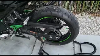 Can you put a bigger rear tire on a Ninja 400?