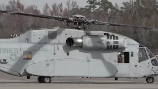 US MARINES LARGEST HELICOPTER SIKORSKY CH-53E KING STALLION EXTREME CLOSE UP REFUEL LIFTOFF  4K