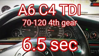 Audi A6 C4 TDI Quattro, разгон 70-120 на 4-ой передаче.