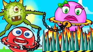 ВСЕ СЕРИИ ПОДРЯД - мультики про красный шарик в игре Red Ball 5. Розовый шар девочка в цепях!