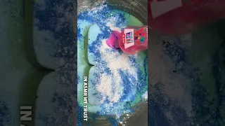 Blue Holi Powder, Comet, & Pink Dish Soap #asmr #oddlysatisfying  #spongesqueezing