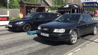 Audi S6 C4 2.2T 20v Quattro vs BMW 535D E61 1/8 mile drag race