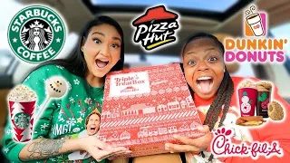 TRYING NEW CHRISTMAS ITEMS FROM FAST FOOD RESTAURANTS! *VLOGMAS DAY 6*