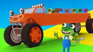 Let's STRETCH Max The Monster Truck! | Gecko's Garage | Truck Cartoons For Children | Learn To Count