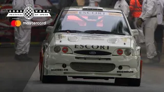 Carlos Sainz' WRC Ford Escort screams up FOS hill