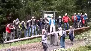 14 old guys on a giant seesaw