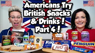 American Couple Reacts/Tries: British Snacks & Drinks! PART 4! FIRST TIME! *Some US/UK Comparisons!*