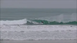 Watch paddle skier pulls into solid barrel and gets injured  Fistral Surfers of Cornwall