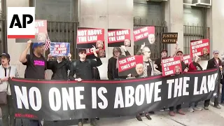 Protesters and supporters of Trump stage outside New York court during hush money trial