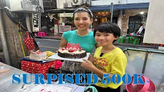 [4K TH] 500K Subscribers Surprised Mangos and Cake  Puy Roti Lady in Bangkok Thailand.