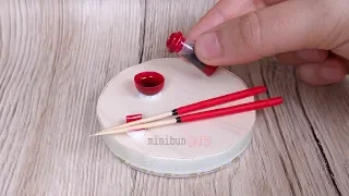 DIY miniature sushi set - mini chopsticks, soy sauce, bowl