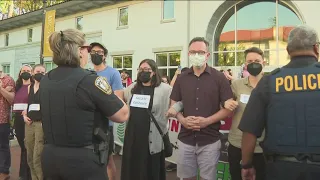 Emory protests continue | Demonstrators block admissions building for a time before moving to quad a