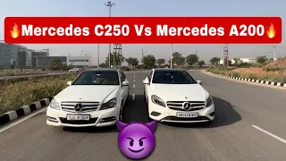 DRAG RACE : Mercedes C250 vs Mercedes A200🚀| Stock vs Tuned😈 #mercedes #dragrace #tuned