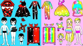 Paper Dolls Dress Up - Opposing Angels and Vampire Dresses Handmade Quiet Book - Barbie New Home