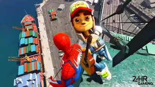 #Shorts GTA 5 Water Ragdolls Spiderman vs Subway Surfers Jumps Fails  Euphoria physics Funny #5