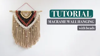 DIY Tutorial Macrame Wall Hanging with beads | multicolor |
