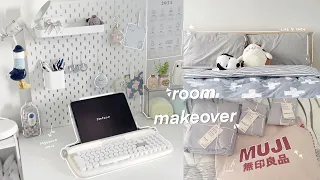 room makeover 🧸🖥 new desk setup, pinterest inspired , ikea & muji haul, simple and cozy aesthetic