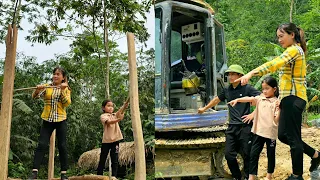 How to dismantle an old house - Rebuild a farm - Excavator to break rocks