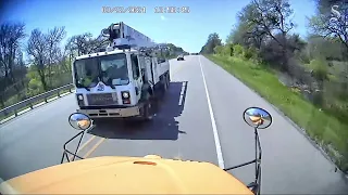 Texas school bus crash: Footage shows truck hit Hays school district bus, rollover after crash