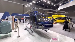 Airbus ACH125 AS350B3e D-HUGO walk around on exhibition during the European Rotors show