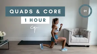 1 Hour QUADS AND CORE WORKOUT at Home | Day One of Five