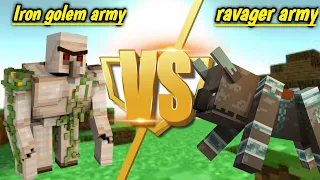 Minecraft mob battle | Iron golem army vs ravager army