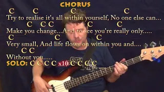 Within You Without You (Beatles) Bass Guitar Cover Lesson in C with Chords/Lyrics