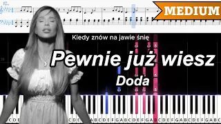 Pewnie już wiesz - Doda | ŚREDNI PIANO TUTORIAL | TEKST + NUTY