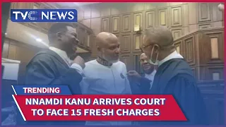 (VIDEO) Nnamdi Kanu Arrives Court to Face 15 Fresh Charges