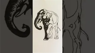 #Shorts Самый быстрый способ, как нарисовать шагающего слона