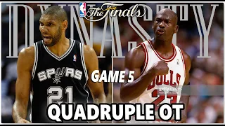 GREATEST GAME EVER. 4OT! Game 5 of NBA FINALS. '05 Spurs vs '96 Bulls - JORDAN vs DUNCAN?