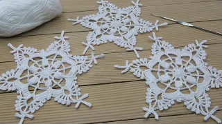 Милая СУПЕР СНЕЖИНКА вязание крючком МАСТЕР-КЛАСС  How to crochet snowflake - Pattern for free