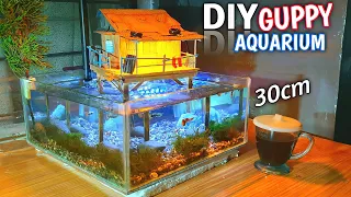 Making Aquarium Decorations for Guppy Fish - MINI AQUARIUM DIORAMA FROM CARDBOARD BOXES