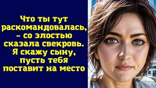 Что ты тут раскомандовалась, – со злостью сказала свекровь. Я скажу сыну...