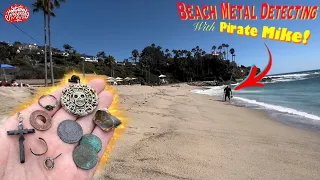 HUGE WAVES Bring A LOT of Treasure!! Metal Detecting Laguna Beach!!