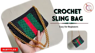 Gucci Bag Crochet | Tutorial Membuat Tas Rajut Sling Bag Motif ala Gucci yang Cantik dan Bertekstur