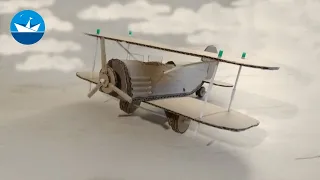 Биплан из картона/Biplane made of cardboard/DIY