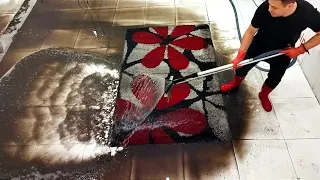 Ultra dirty shaggy carpet cleaning satisfying rug cleaning ASMR