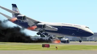 Boeing 747 Bird-strike Emergency Landing (HD) | X-Plane 11