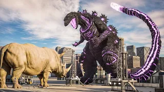 Giant Rhino attacks Shin Godzilla - Remastered