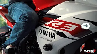 Yamaha R3 SUPER LOUD Velocity Stack Induction Sound! (Before & After TST WORX Pack)